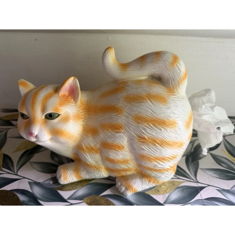 Cat Butt Tissue Holder Orange Tabby Cat Square Cover Bathroom 12